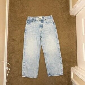 Free People We The Free Deep Trance Dropped Boyfriend Barrel Jean Cream Size 31L